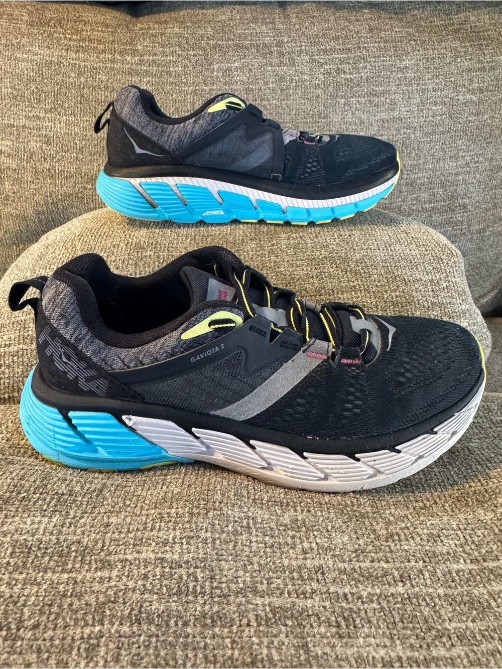 HOKA One One Gaviota 2 Women’s Black/Gray/Blue Running Shoes Size 8